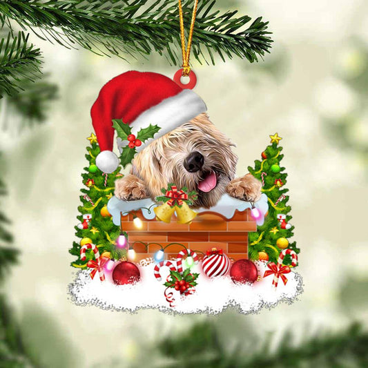 Wheaten Terrier In The Chimney Hanging Ornament Dog Christmas Ornament