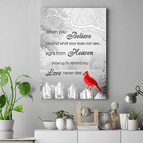 When You Believe Beyond What Your Eyes Can See Cardinal Bird Canvas Wall Art