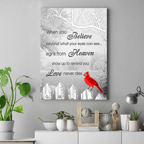 When You Believe Beyond What Your Eyes Can See Cardinal Bird Canvas Wall Art