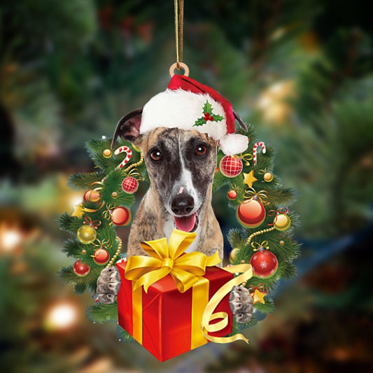 Whippet-Dogs Give Gifts Hanging Ornament