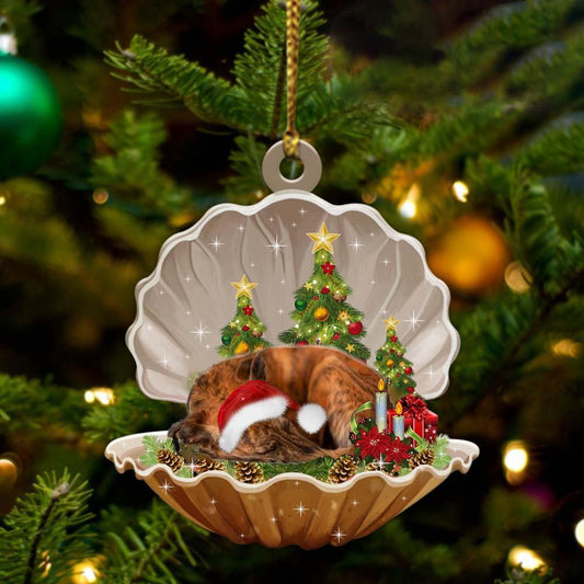 Whippet3-Sleeping Pearl In Christmas Two Sided Ornament