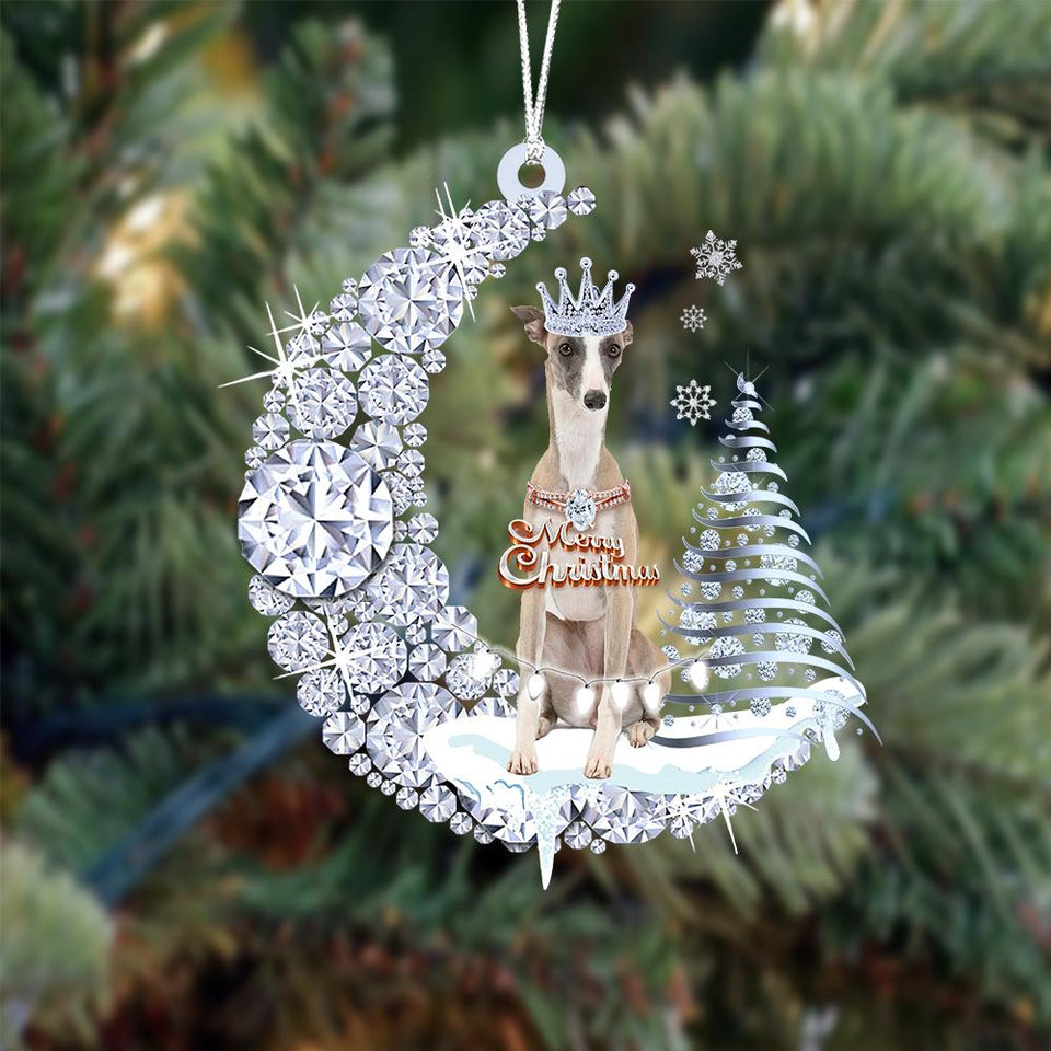 Whippet Diamond Moon Merry Christmas Ornament Christmas Tree Hanging Ornament