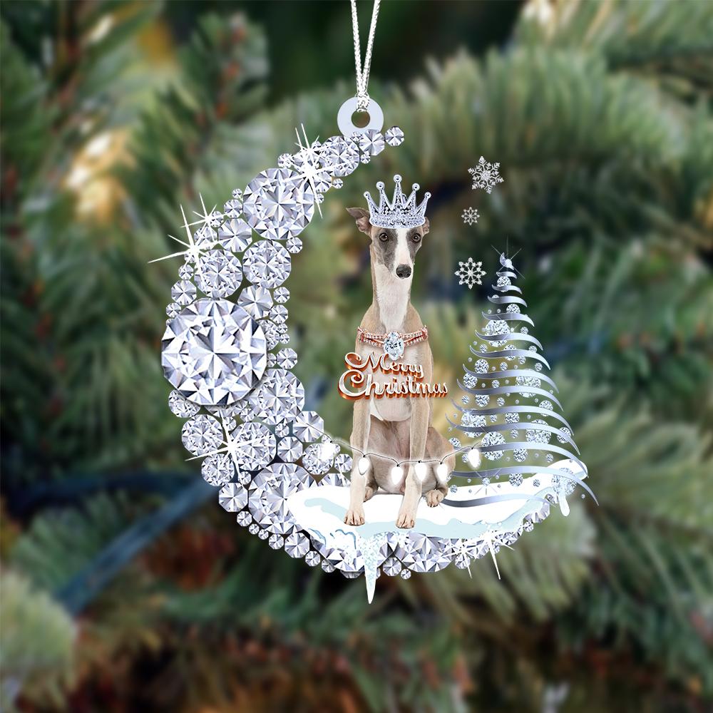 Whippet Diamond Moon Merry Christmas Ornament Christmas Tree Hanging Ornament