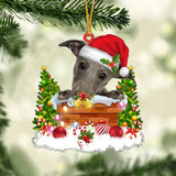 Whippet In The Chimney Hanging Ornament Dog Christmas Ornament