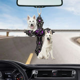 White German Shepherd Pray For God Car Hanging Ornament Dog Pray For God Ornament Godmerch