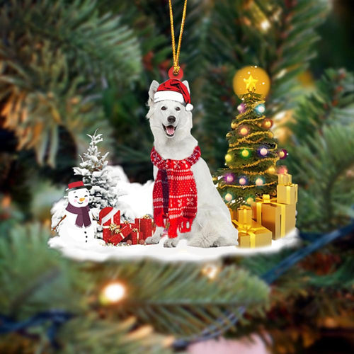 Godmerch- Ornament- White German Shepherd Christmas Ornament Dog Ornament, Car Ornament, Christmas Ornament