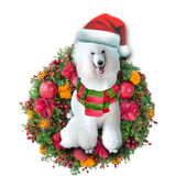 Godmerch- Ornament- White Poodle Christmas Ornament, Happy Christmas Ornament, Car Ornament
