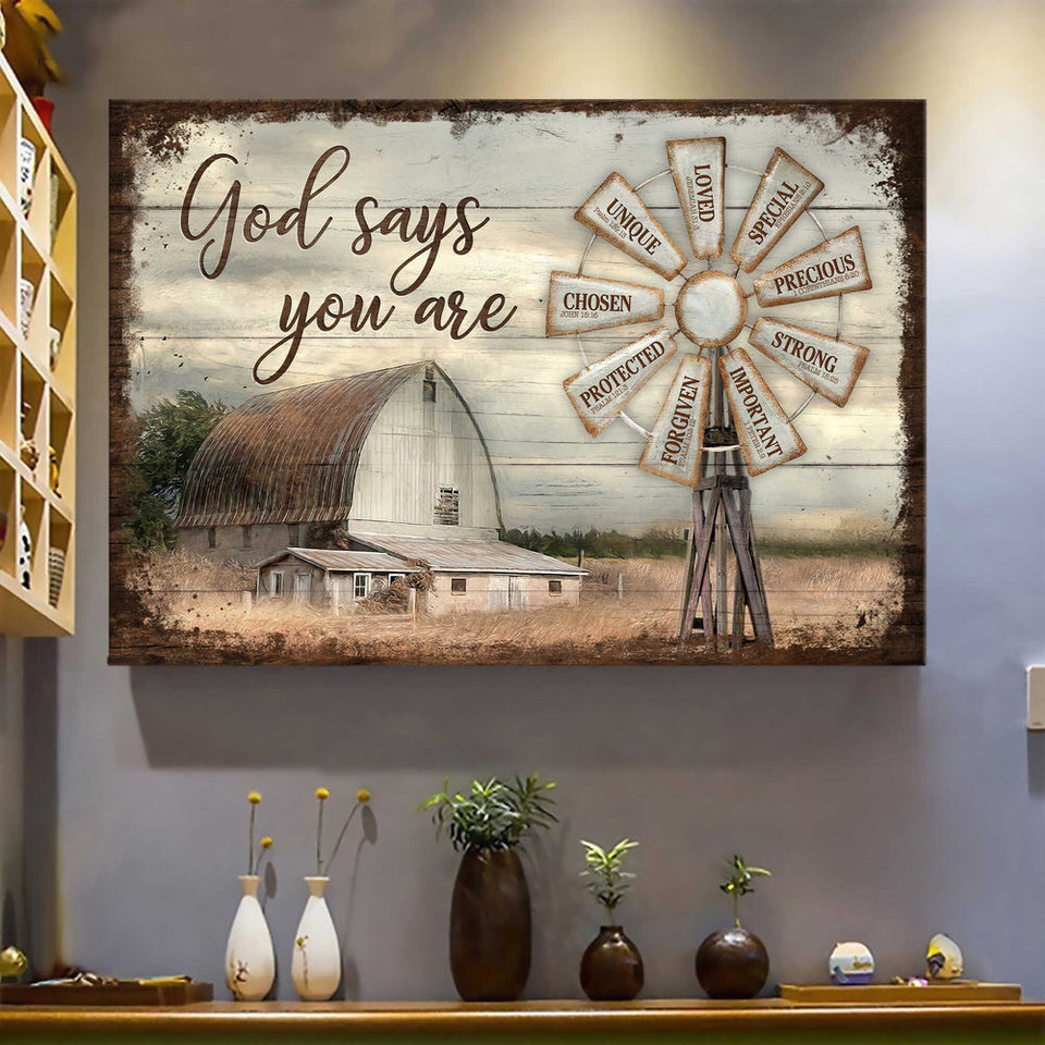 Windmill Farm Rustic barn God says you are - Matte Canvas