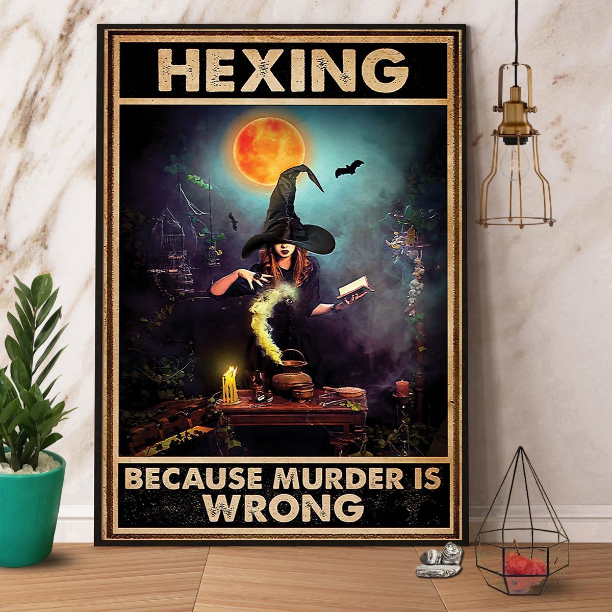 Witch Hexing Because Murder Is Wrong Halloween Canvas And Poster, Wall Decor Visual Art, Halloween Gift, Happy Halloween