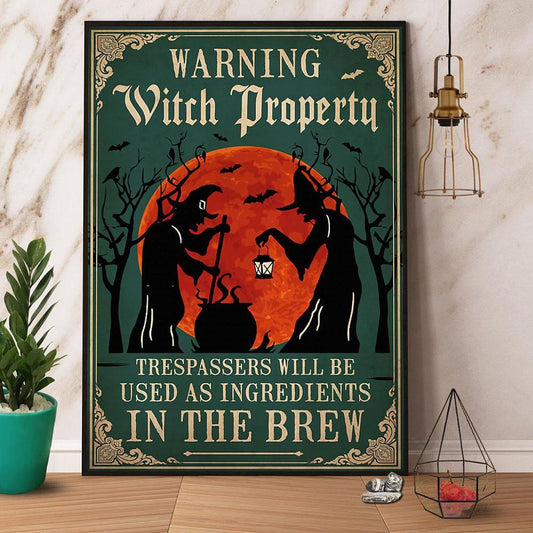 Witch Warning Witch Property Halloween Canvas And Poster, Wall Decor Visual Art, Halloween Gift, Happy Halloween