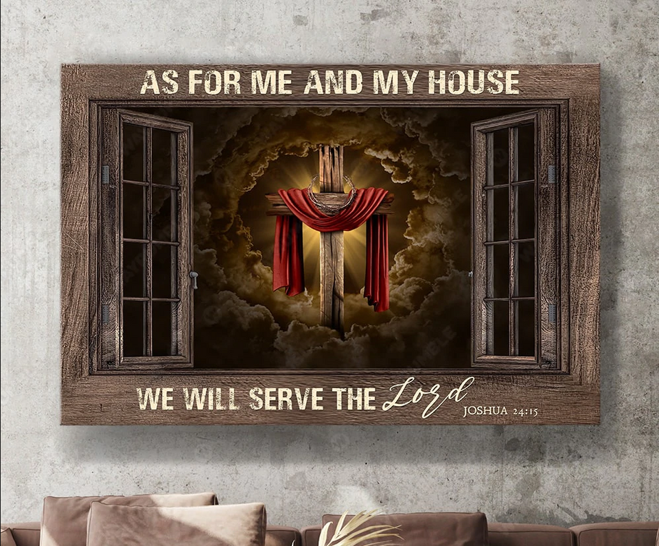 Wooden window As for me and my house we will serve the lord - Matte Canvas