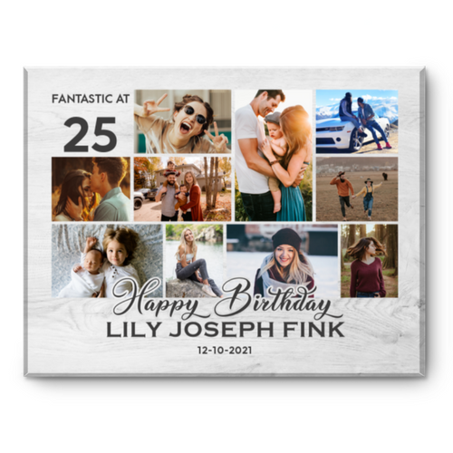 25th Birthday Photo Collage Canvas Print, 25th Birthday Gift