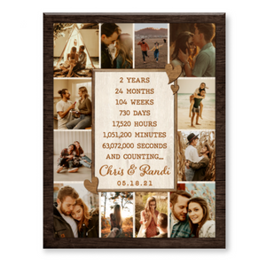 2nd Anniversary Photo Collage Canvas, Custom 2 Year Anniversary Gift For Girlfriend, Boyfriend Gift