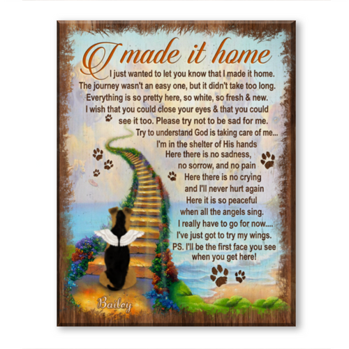 Pet Sympathy Gift, I Made It Home Personalized Canvas, In Loving Memory Of Dog, Pet Bereavement Gift