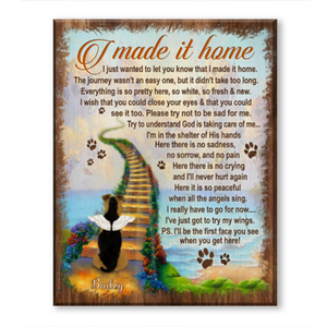 Pet Sympathy Gift, I Made It Home Personalized Canvas, In Loving Memory Of Dog, Pet Bereavement Gift