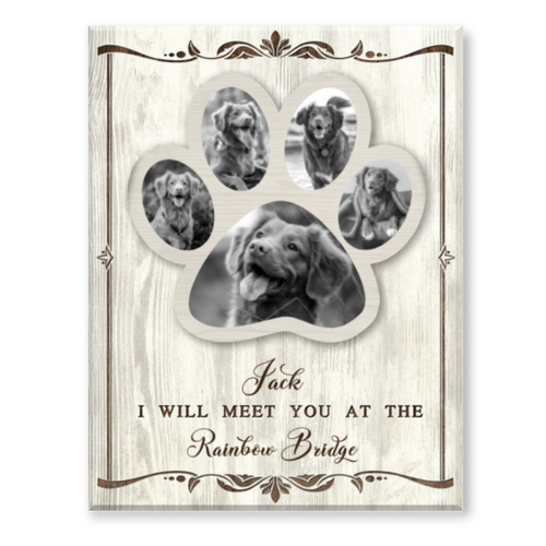 Canvas Dog Paw Print Art, Memorial Gift For Loss Of Dog, Pet Memorial Collage