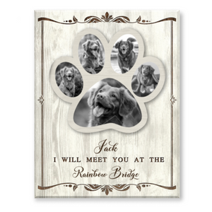 Canvas Dog Paw Print Art, Memorial Gift For Loss Of Dog, Pet Memorial Collage
