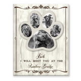 Canvas Dog Paw Print Art, Memorial Gift For Loss Of Dog, Pet Memorial Collage