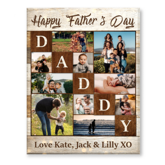 Fathers Day Canvas Print, Daddy Photo Collage, Birthday Gift For Dad, Best Father’s Day Gift