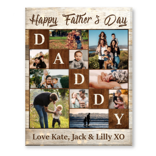 Fathers Day Canvas Print, Daddy Photo Collage, Birthday Gift For Dad, Best Father’s Day Gift