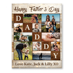 Fathers Day Canvas Print, Daddy Photo Collage, Birthday Gift For Dad, Best Father’s Day Gift