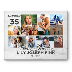 35th Birthday Photo Collage Canvas Print, 35th Birthday Gift