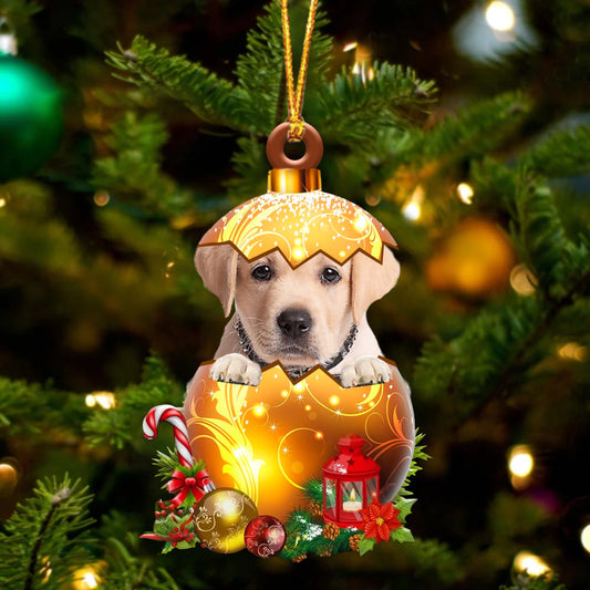 YELLOW Goldador In Golden Egg Christmas Ornament