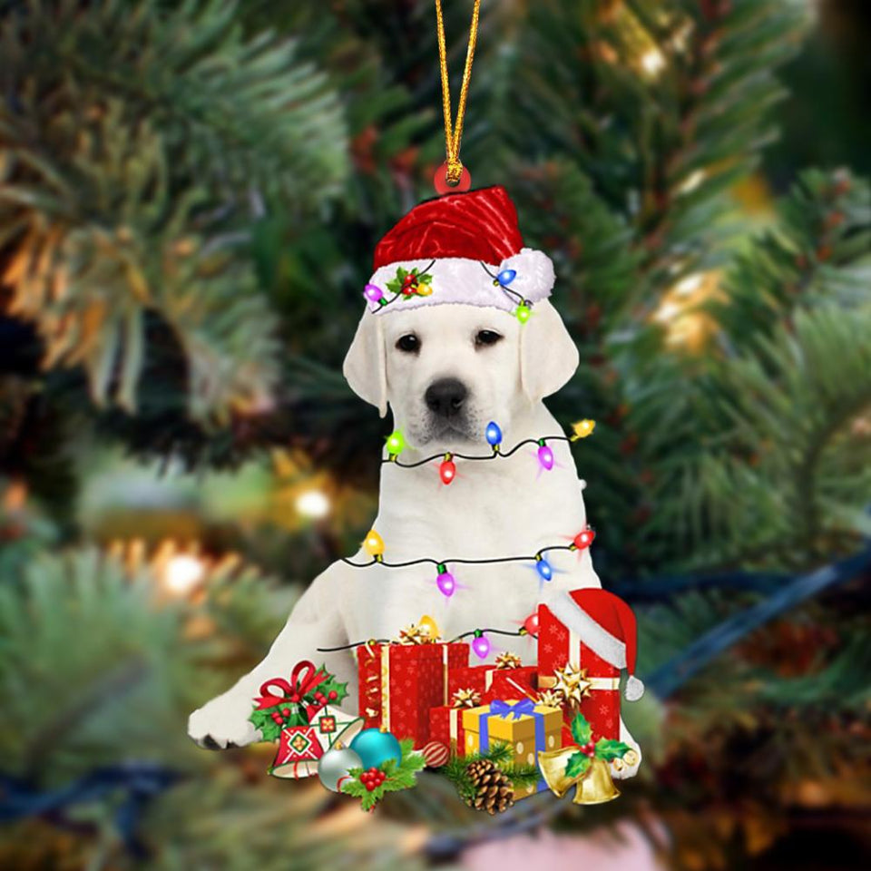 Ornament- YELLOW Labrador Pup-Dog Be Christmas Tree Hanging Ornament, Happy Christmas Ornament, Car Ornament
