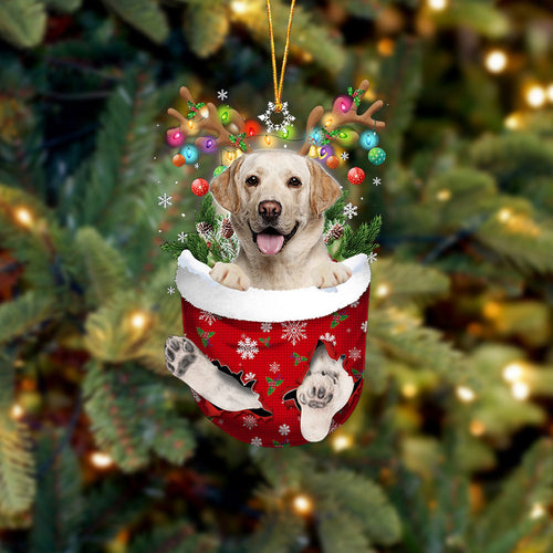 YELLOW Labrador In Snow Pocket Christmas Ornament Godmerch