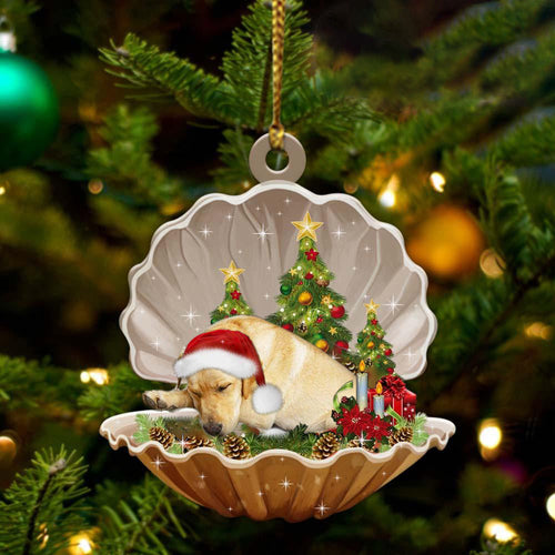 Ornament- Yellow Labrador-Sleeping Pearl in Christmas Two Sided Ornament, Christmas Ornament, Car Ornament