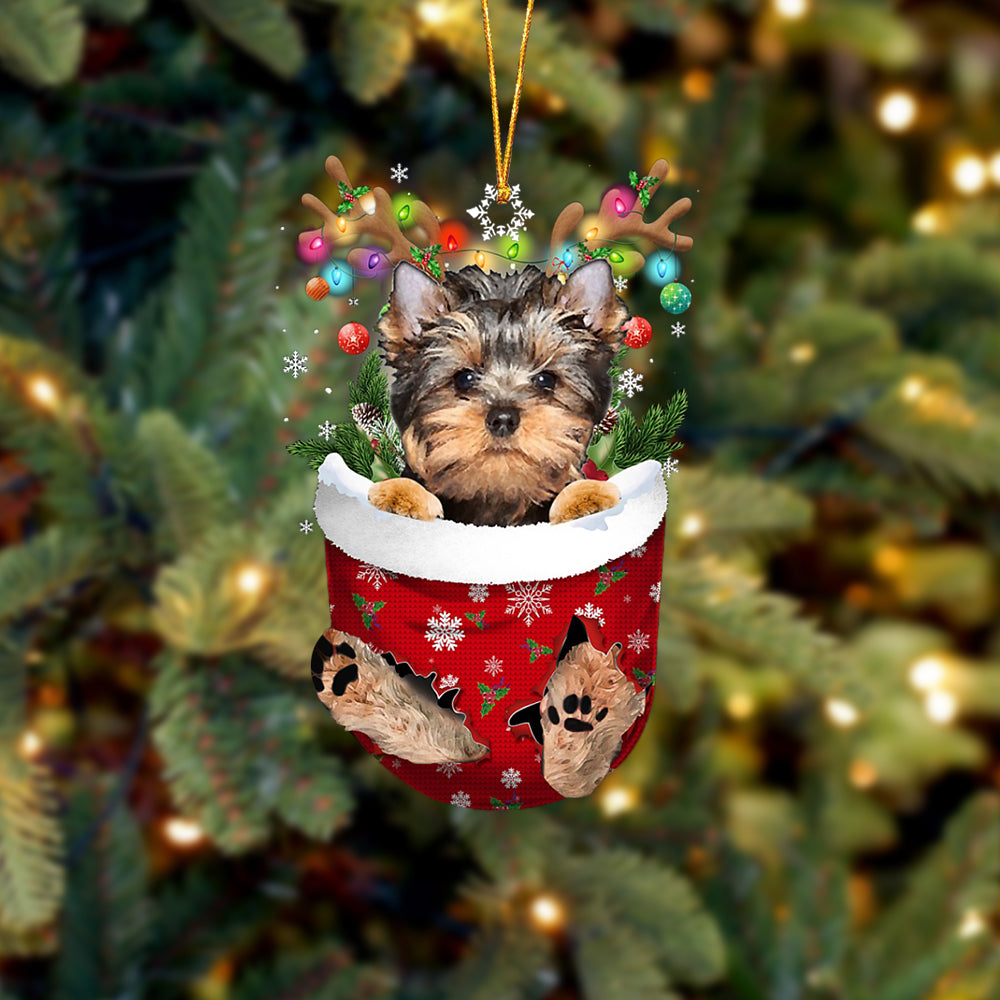 YorkShire Terrier In Snow Pocket Christmas Ornament Godmerch
