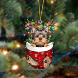 Yorkshire-In Christmas Pocket Two Sides Ornament, Christmas Dog Hanging Ornament