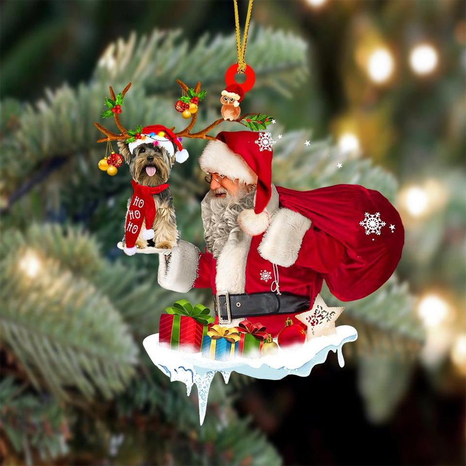 Yorkshire Terrier And Santa Claus Christmas Ornament Godmerch