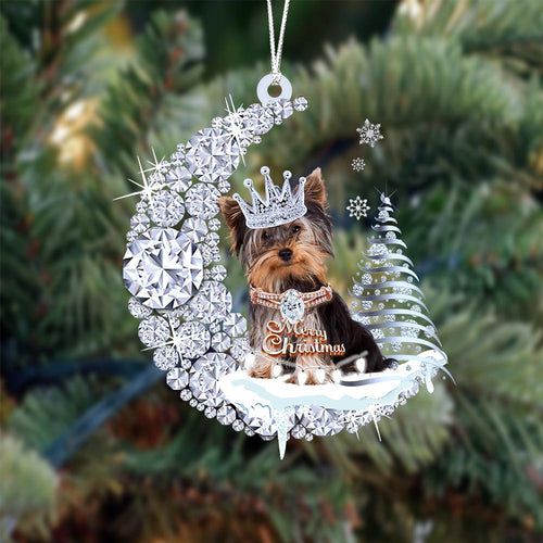 Yorkshire Terrier Diamond Moon Merry Christmas Ornament Christmas Gifts