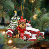 Ornament- Yorkshire Terrier-Christmas Car Two Sided Ornament, Happy Christmas Ornament, Car Ornament