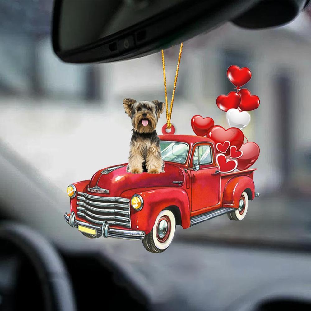 Yorkshire Terrier-Red Sports Car-Two Sided Ornament