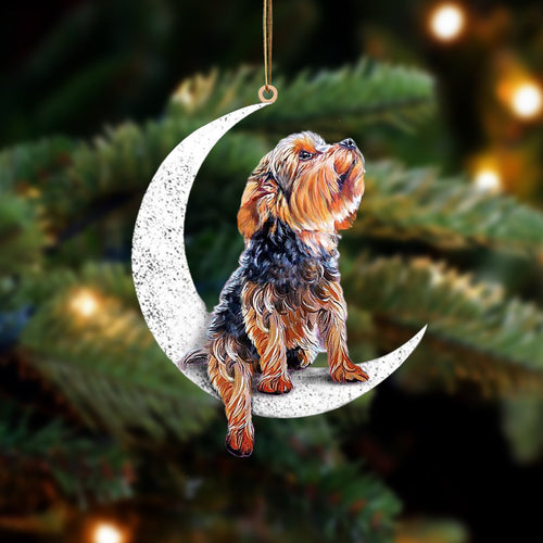 Yorkshire Terrier Sit On The Moon Two Sided Ornament Dog Hanging Christmas Ornament