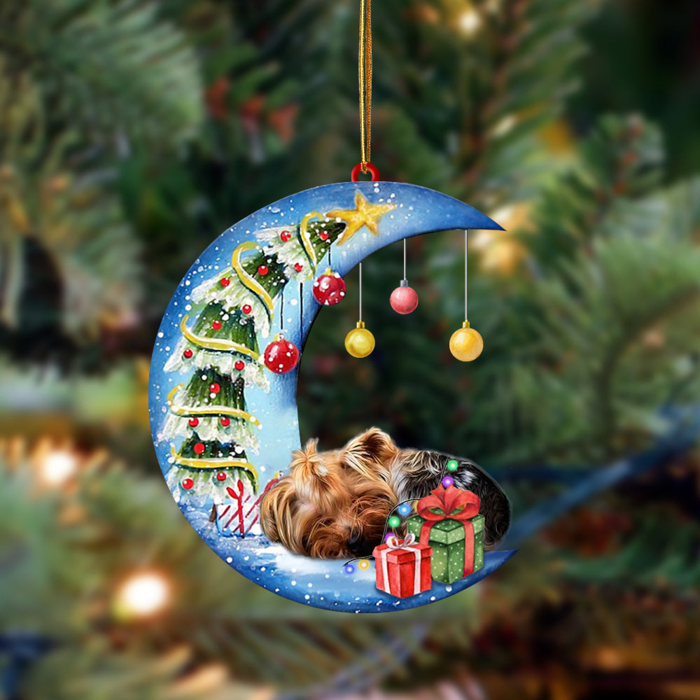 Ornament- Yorkshire Terrier-Sleep On The Moon Christmas Two Sided Ornament, Christmas Ornament, Car Ornament