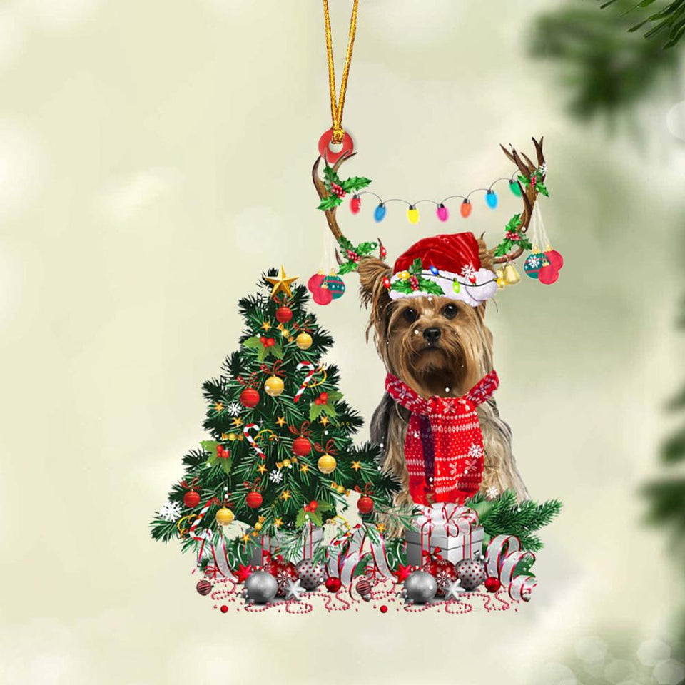 Ornament- Yorkshire Terrier 2-Christmas Tree Gift Hanging Ornament, Happy Christmas Ornament, Car Ornament