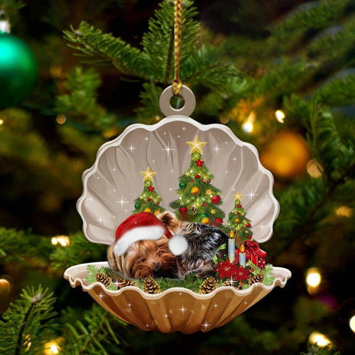 Yorkshire Terrier3-Sleeping Pearl In Christmas Two Sided Ornament