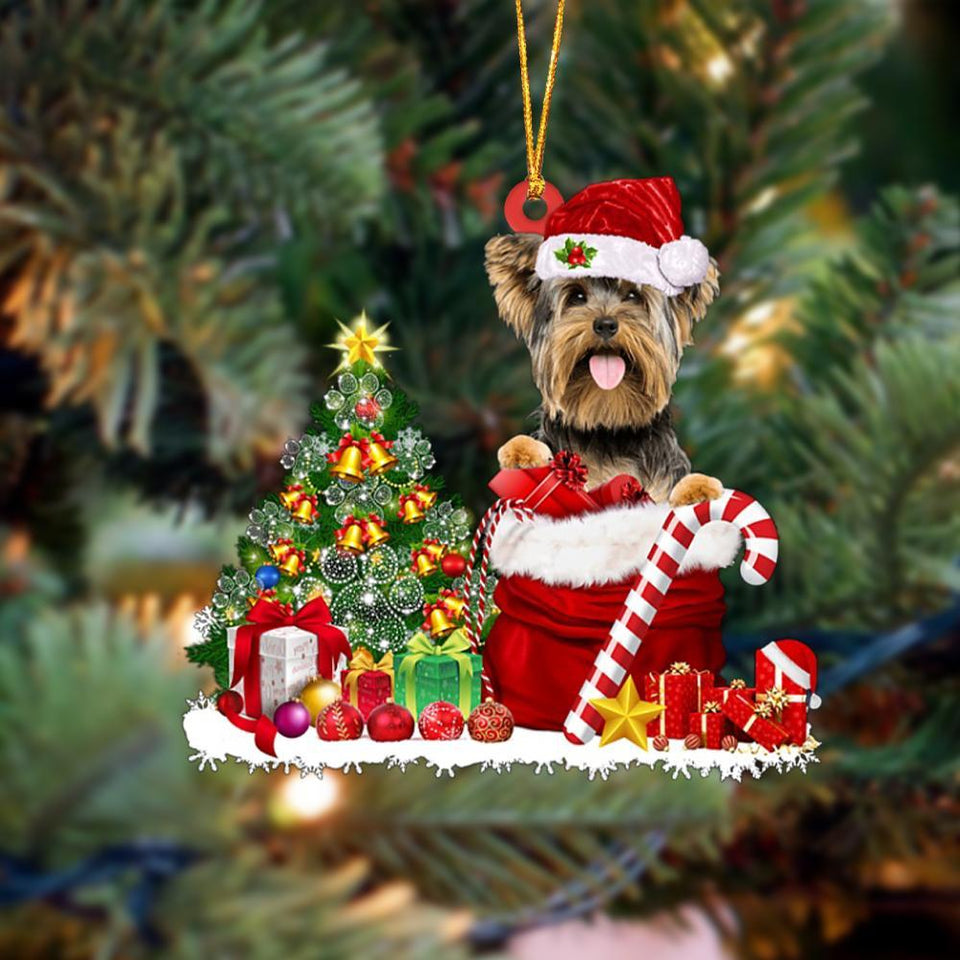 Godmerch- Yorkshire Terrier/Yorkie Gift Bag Merry Christmas Ornament Dog Ornament, Car Ornament, Christmas Ornament