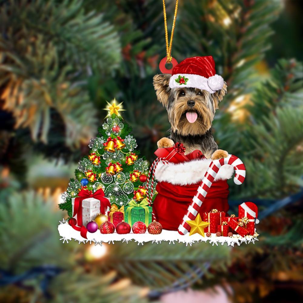 Godmerch- Yorkshire Terrier/Yorkie Gift Bag Merry Christmas Ornament Dog Ornament, Car Ornament, Christmas Ornament
