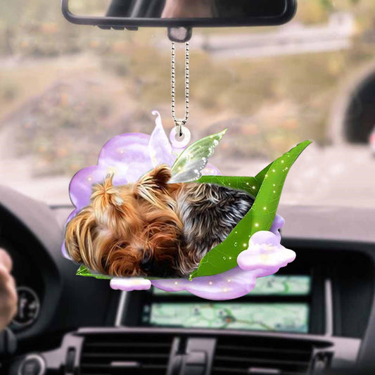 Yorkshire Terrier-Sleep On Fallen Leaves-Two Sided Ornament