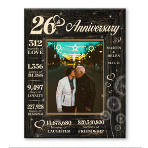 26 Year Wedding Anniversary Gift, 26th Anniversary Gift For Wife, 26 Year Anniversary Gift For Husband