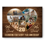 20th Wedding Anniversary Present, Gift For 20th Anniversary, Heart Shape Photo Collage