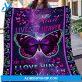 A Big Peace Of My Heart Lives In Heaven Butterfly Husband Memorial Blanket Home Decor Bedding Couch Sofa Soft and Comfy Cozy