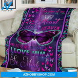 A Big Peace Of My Heart Lives In Heaven Butterfly Husband Memorial Blanket Home Decor Bedding Couch Sofa Soft and Comfy Cozy