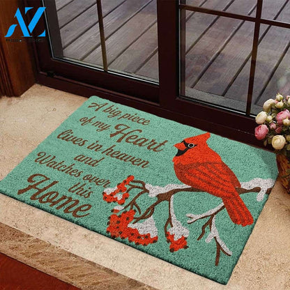 A Big Piece Of My Heart Lives In Heaven - Cardinal Doormat Indoor And Outdoor Doormat Warm House Gift Welcome Mat Gift For Memorial