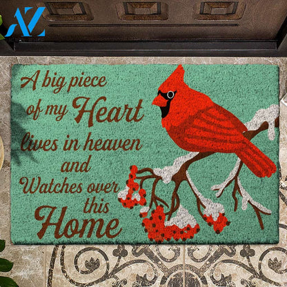 A Big Piece Of My Heart Lives In Heaven - Cardinal Doormat Indoor And Outdoor Doormat Warm House Gift Welcome Mat Gift For Memorial