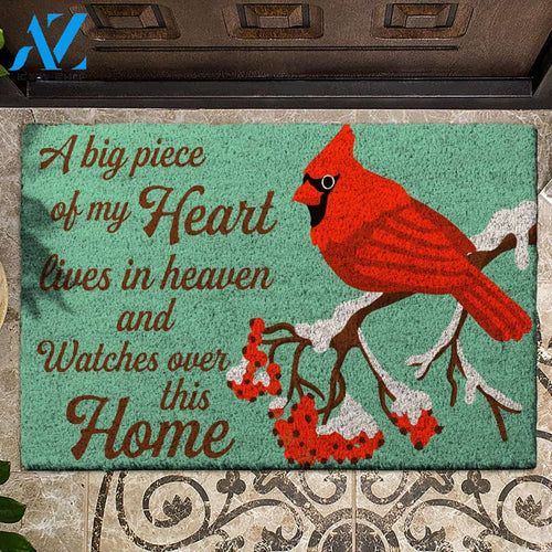 A Big Piece Of My Heart Lives In Heaven - Cardinal Doormat Indoor And Outdoor Doormat Warm House Gift Welcome Mat Gift For Memorial